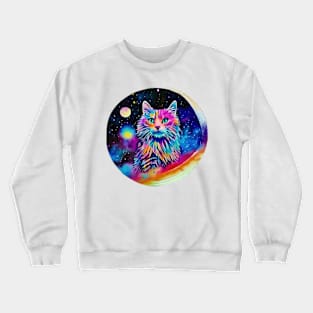 Cat in Space - A World of Dreams painting Crewneck Sweatshirt